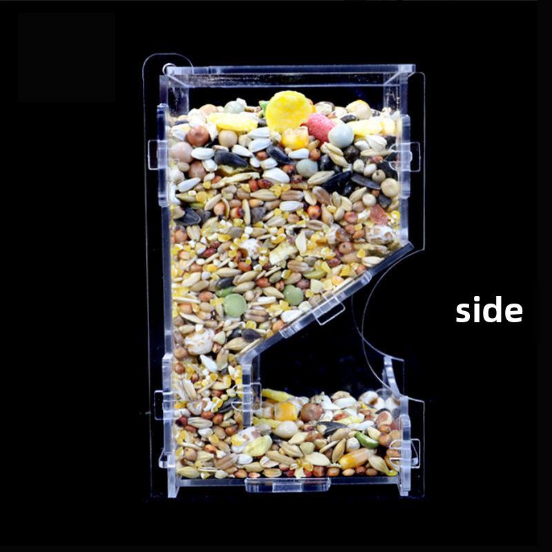 Comedero acrílico transparente para hámster con plataforma de juguete y columpio