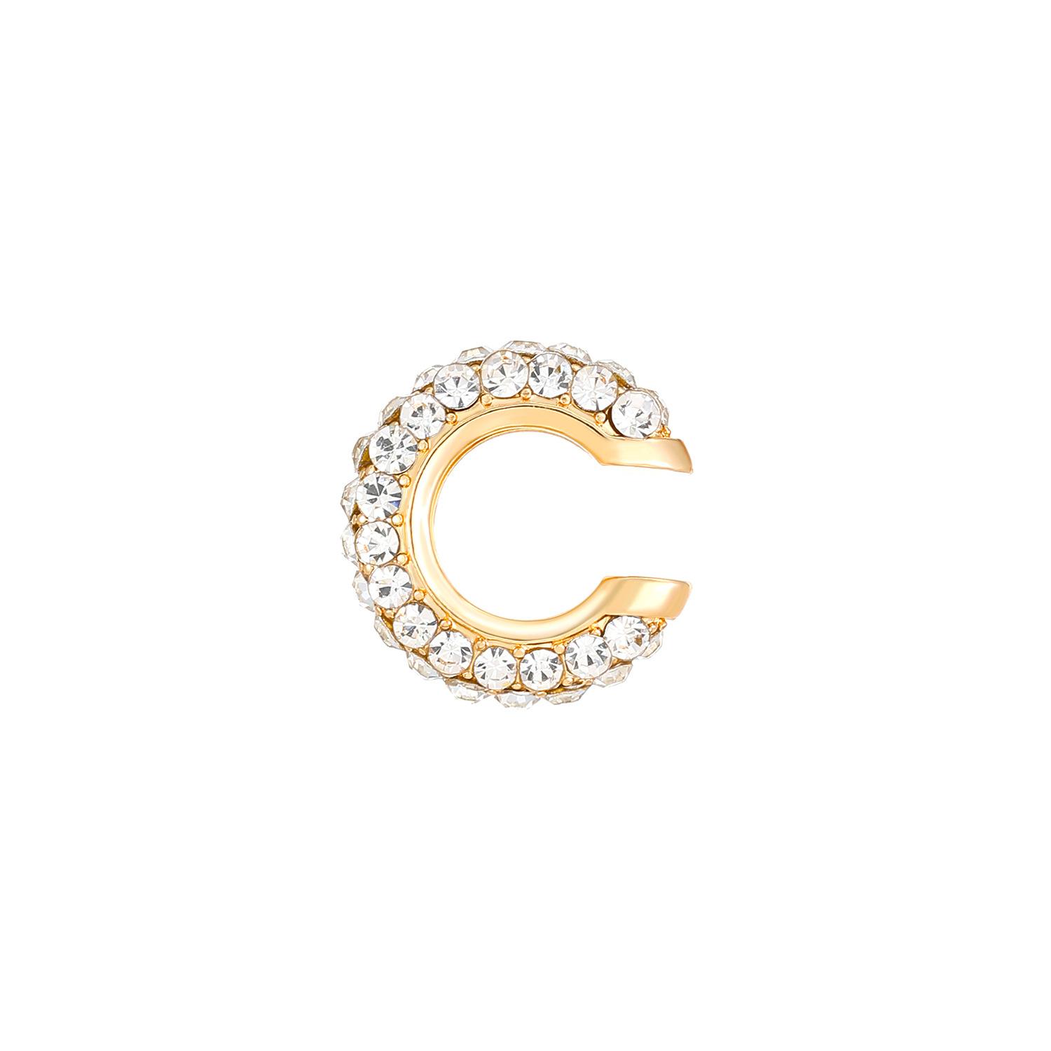 

Супер-вспышка C-образные серьги-клипсы со стразами для женщин 1 pcs-Diameter 1.2cm золотистый