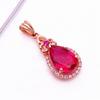 Exquisite Russian 585 Purple Gold Temperament Ins Cold Wind Color Gold Plated Rose Gold Fashion Water Drop Redstone Pendant