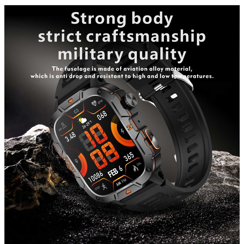 2025 New Military Grade Smart Watches Men 1.96" AMOLED 5ATM Waterproof Sports FitnessTracker BT Call Smartwatches Women For IOS