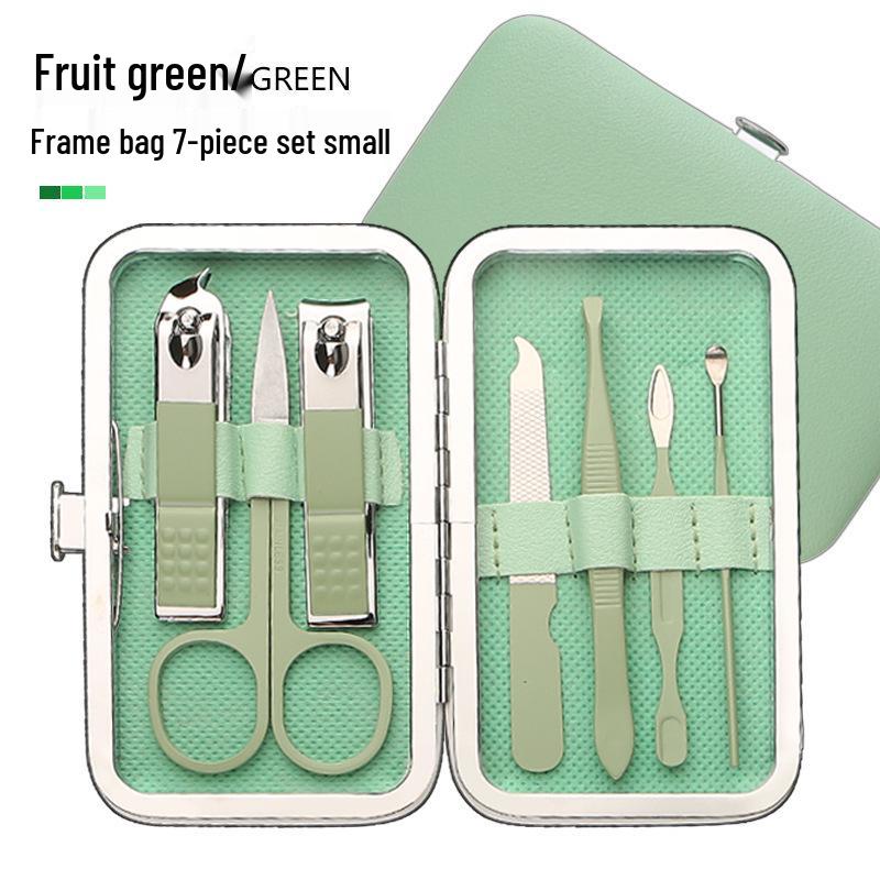 7-Piece Green Stainless Steel Nail Clipper & Manicure Set
