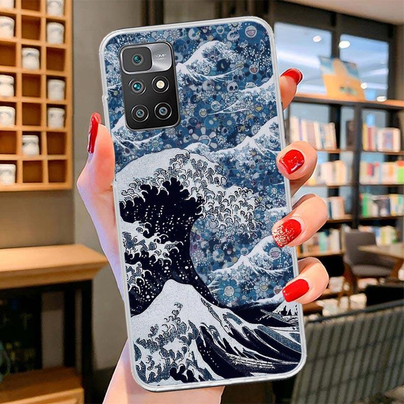 Japanese Style Wave Art Cover Phone Case For Xiaomi Poco F7 Ultra X7 X6 X5 Pro M7 Redmi 15C 15 13C 13 12C 12 10C 10 9A 9C 9T 9 S
