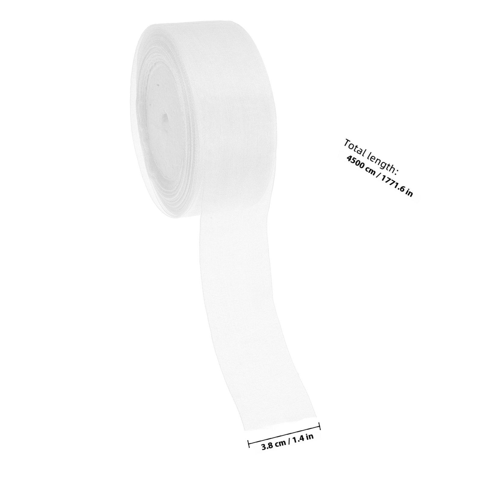 

45M Elegant White Sheer Organza Ribbon 3.8cm Chiffon Craft Ribbon for Graduation Party Christmas Decor Hair Bows Flower Bouquets other белый