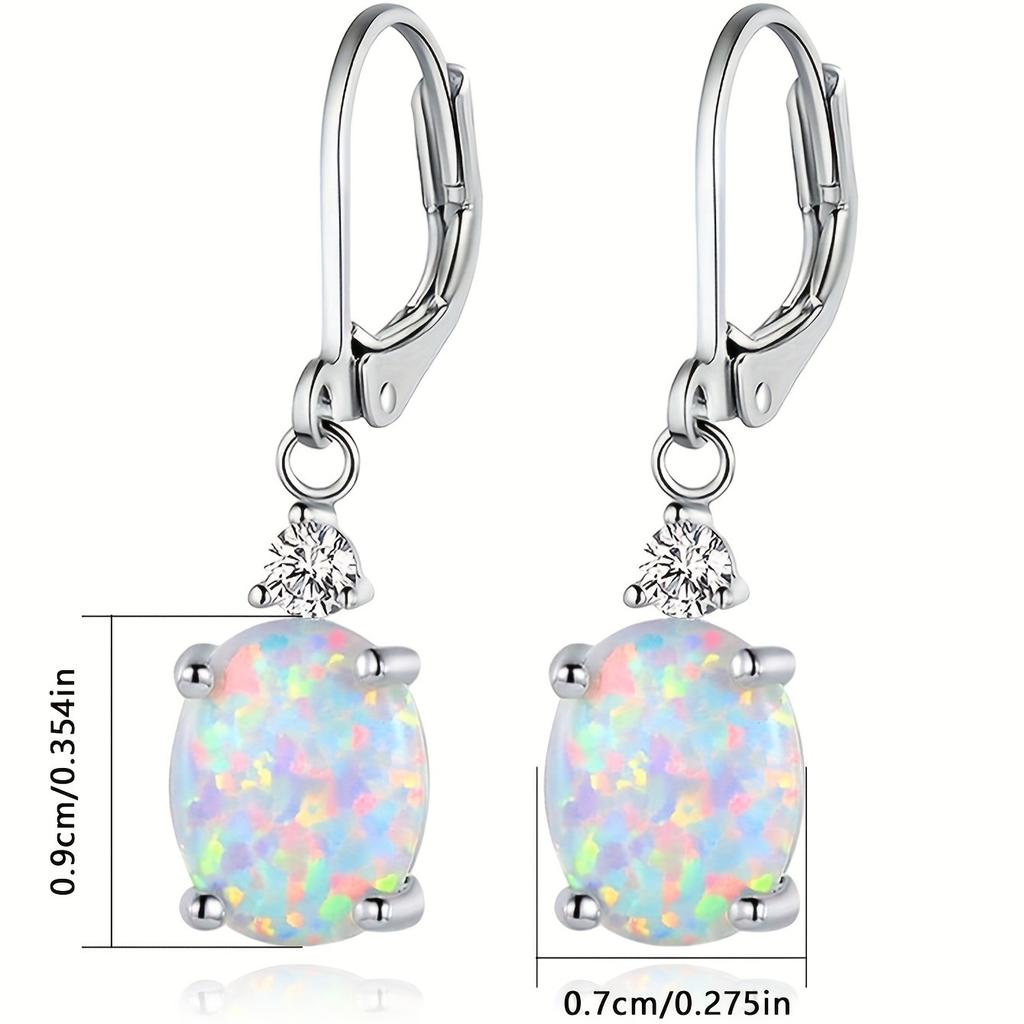 New Opal Earrings, Micro-inlaid Zirconia, Opal Opal, Opal Earrings, Copper-plated White Gold, High-quality Jewelry