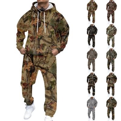 Men's Casual And Personalized Printed Long-sleeved Hooded Sweatshirt, Men's Sports Sweatshirt And Sweatpants Two-piece Set