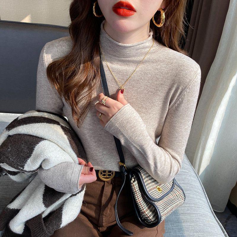 

Women s Knitted Solid Color Semi-High Neck Sweater - Autumn/Winter 2025 Long Sleeve Top M [95-105 jin]