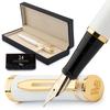 Wordsworth Black Luxury Fountain Pen Medium White & Set, Nib,