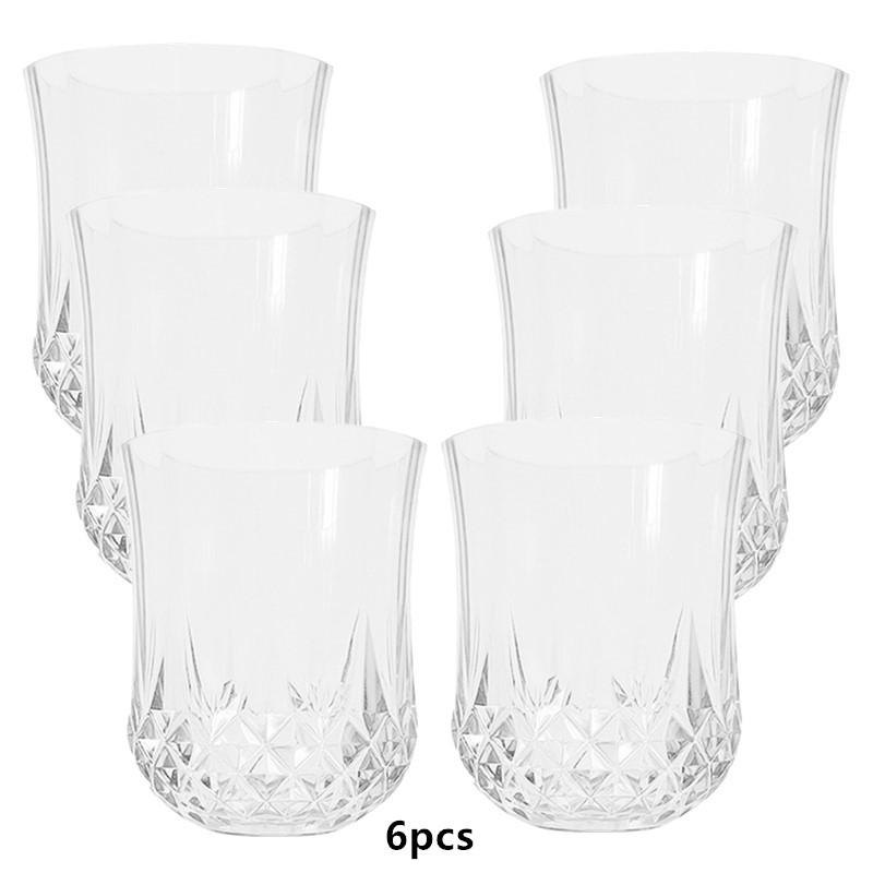 Diamond Textured Liquor Glass Set 6Pcs 90ml Retro European Style Stripe Plastic Cups for Daily Use Home Bar Holiday Party