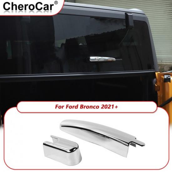 2x Rear Window Rain Wiper Cover Trim Exterior For Ford Bronco -2025 Chrome