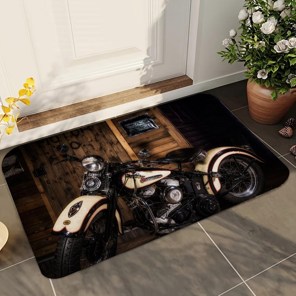 

1pc Vintage Moto Bathroom Absorbent Mats Anti-Slip Mats Home Decor Supplies Carpets Home Kitchen Floor Mats 40x60cm