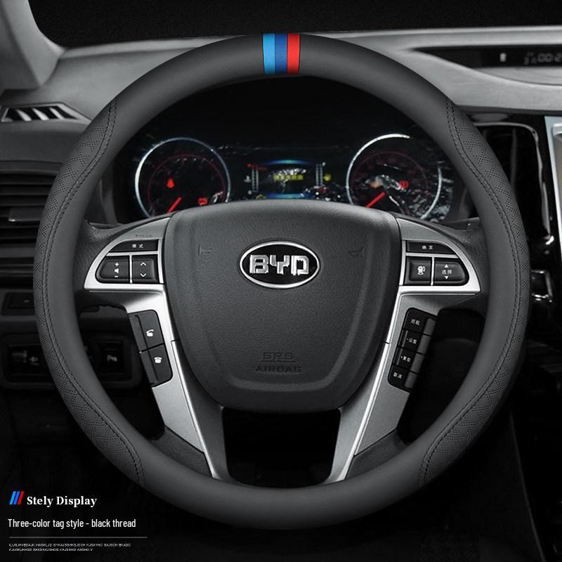 Leather Steering Wheel Cover for BYD Song MAX, Tang, F3, Surui, E5, Qin DM-i, Song Pro, S7, Han, S6