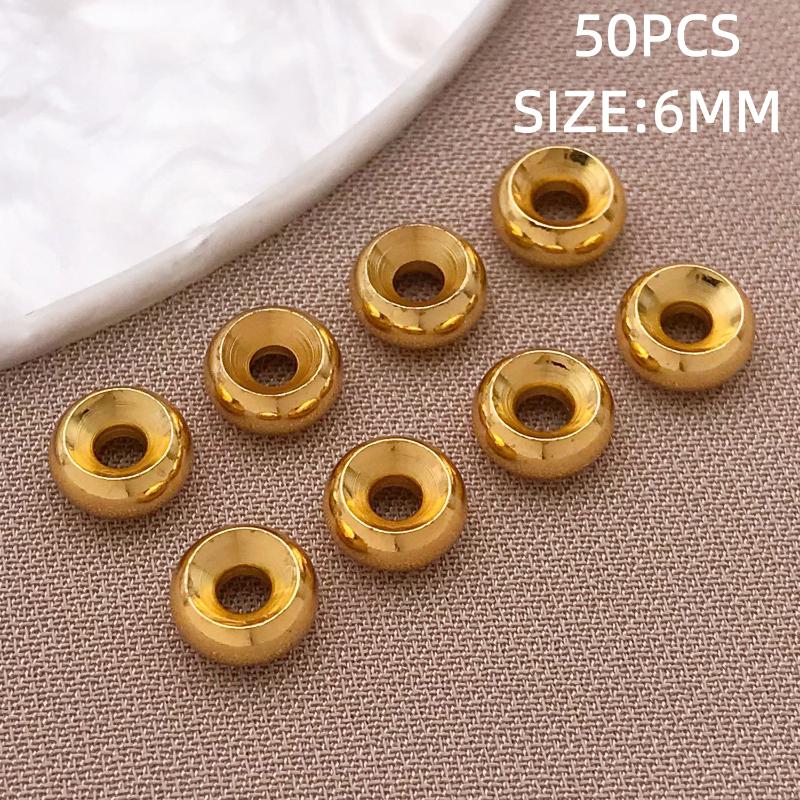 10-100Pcs Stainless Steel Gold Spacer Beads For Bracelet Jewelry Making Diy Flat Round Loose Beads Handmade Jewelry Supplies Cra