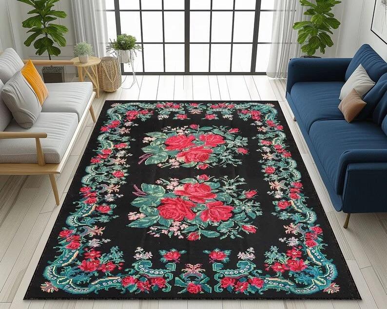 

Bohemian Style Living Room Rug with Elegant Print Stylishand Soft Rug for Bedroom and Walk in Closet Tea Rug for Relaxation Area 40x60cm