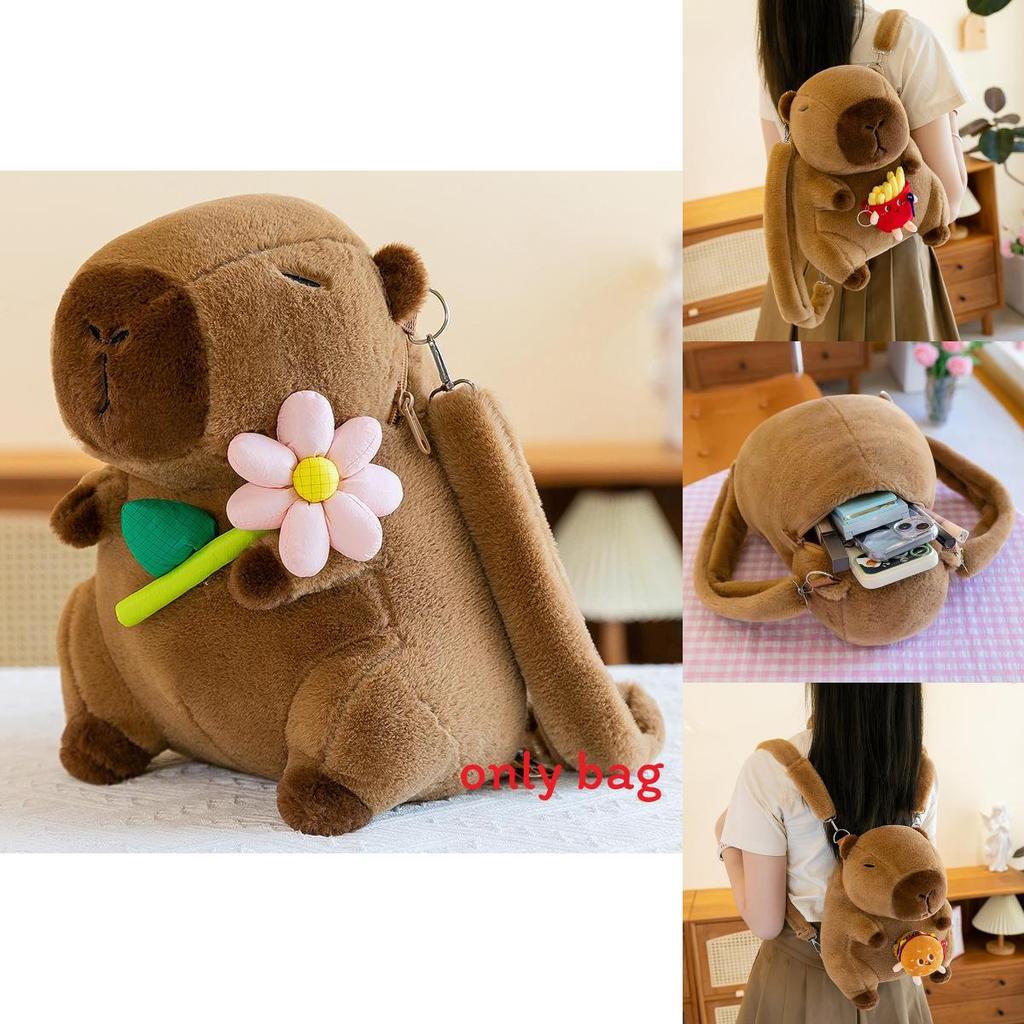Cute Capybara Flower Burger French Fries Rabbit Decorative Plush Backpack For Girls And Kids