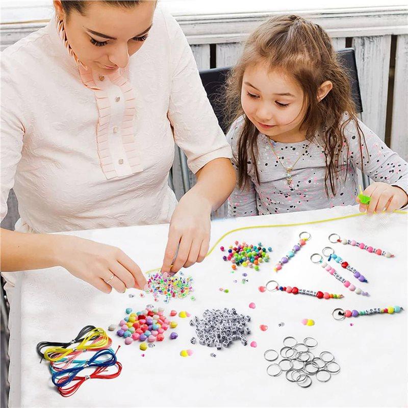 ABKP-1144 Pièces Kits d'Artisanat pour la Fabrication de Porte-clés DIY, Perles Pour la Fabrication de Bijoux Ensemble Fournitures Avec Alphabet Coloré Perles Transparentes