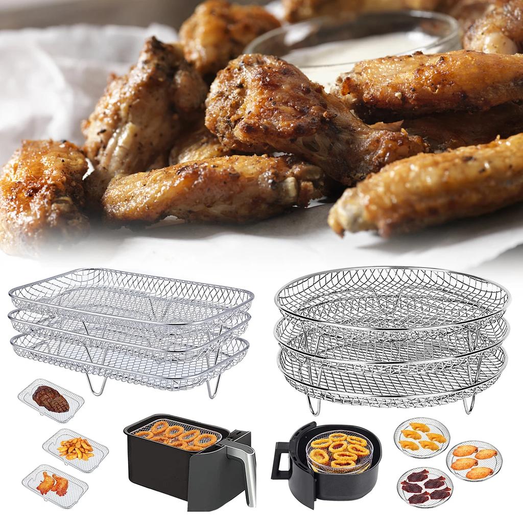 Horkovzdušná fritéza, tři stohovatelné rošty na sušičky, košík do fritézy z nerezové oceli 304, příslušenství k fritéze, vhodné do myčky nádobí