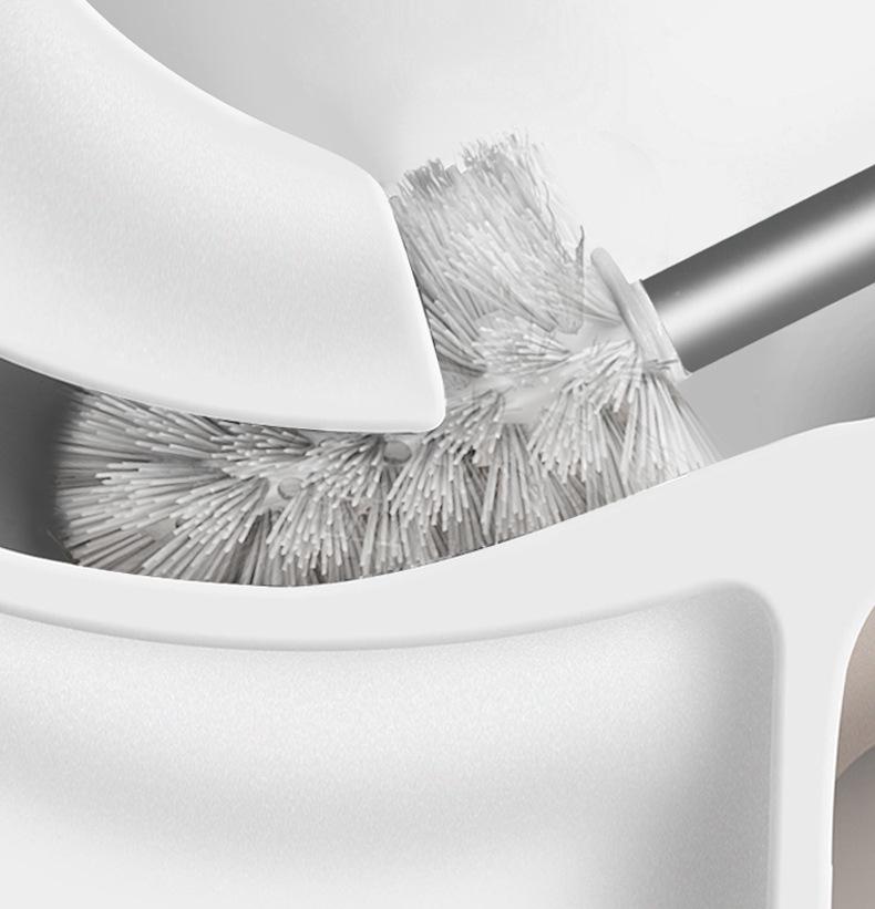 Sleek Wall-Mounted Aluminum Toilet Brush with Long Handle