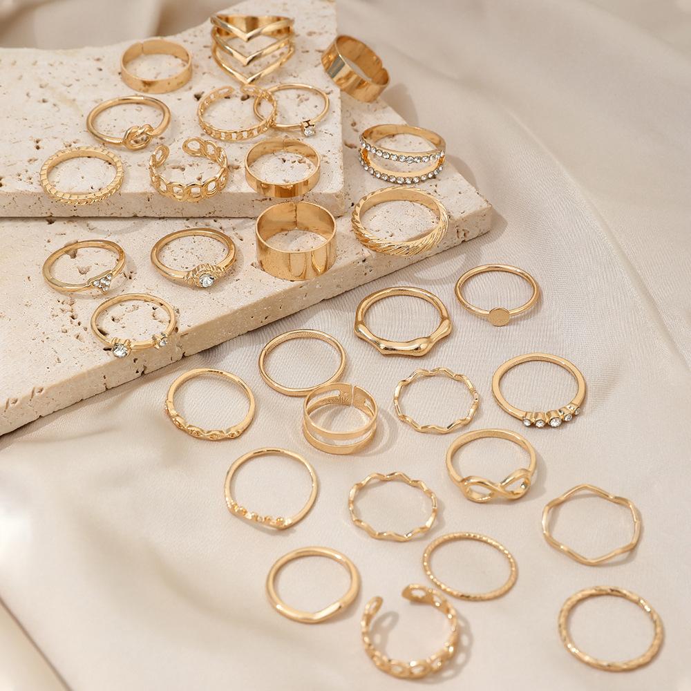 30Pcs Bohemian Geometric Knuckle Rings Set For Women Gold Silver Color Finger Ring Girls Fashion Party Jewelry Accessories