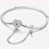 925 Sterling Silver Zircon Love Heart Sweet Bracelet DIY Bead Making Fit Original Bracelets Fine Jewelry Gift