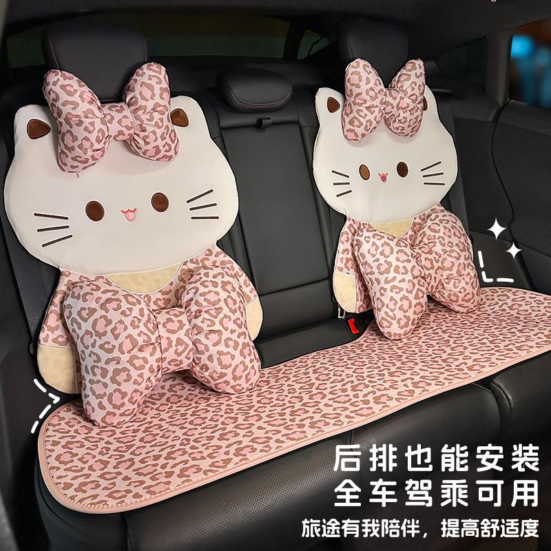 New car seat cushion leopard print cat four seasons universal car seat cushion linen breathable and comfortable car seat cover