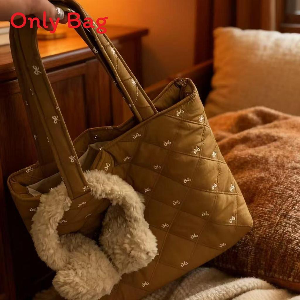 Casual Nylon Tote With Floral Butterfly Embroidery And Magnetic Closure For Work And Leisure