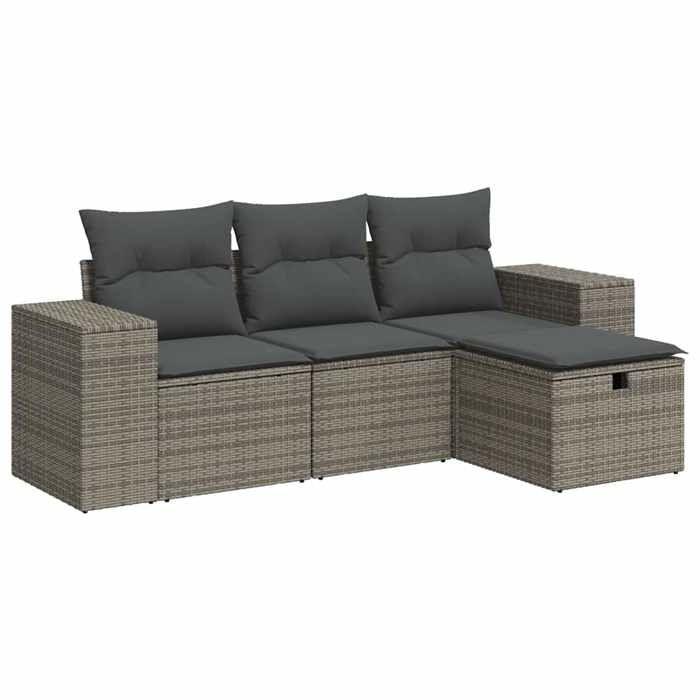 VidaXL Salon de jardin 4 pcs avec coussins gris résine tressée 3325656