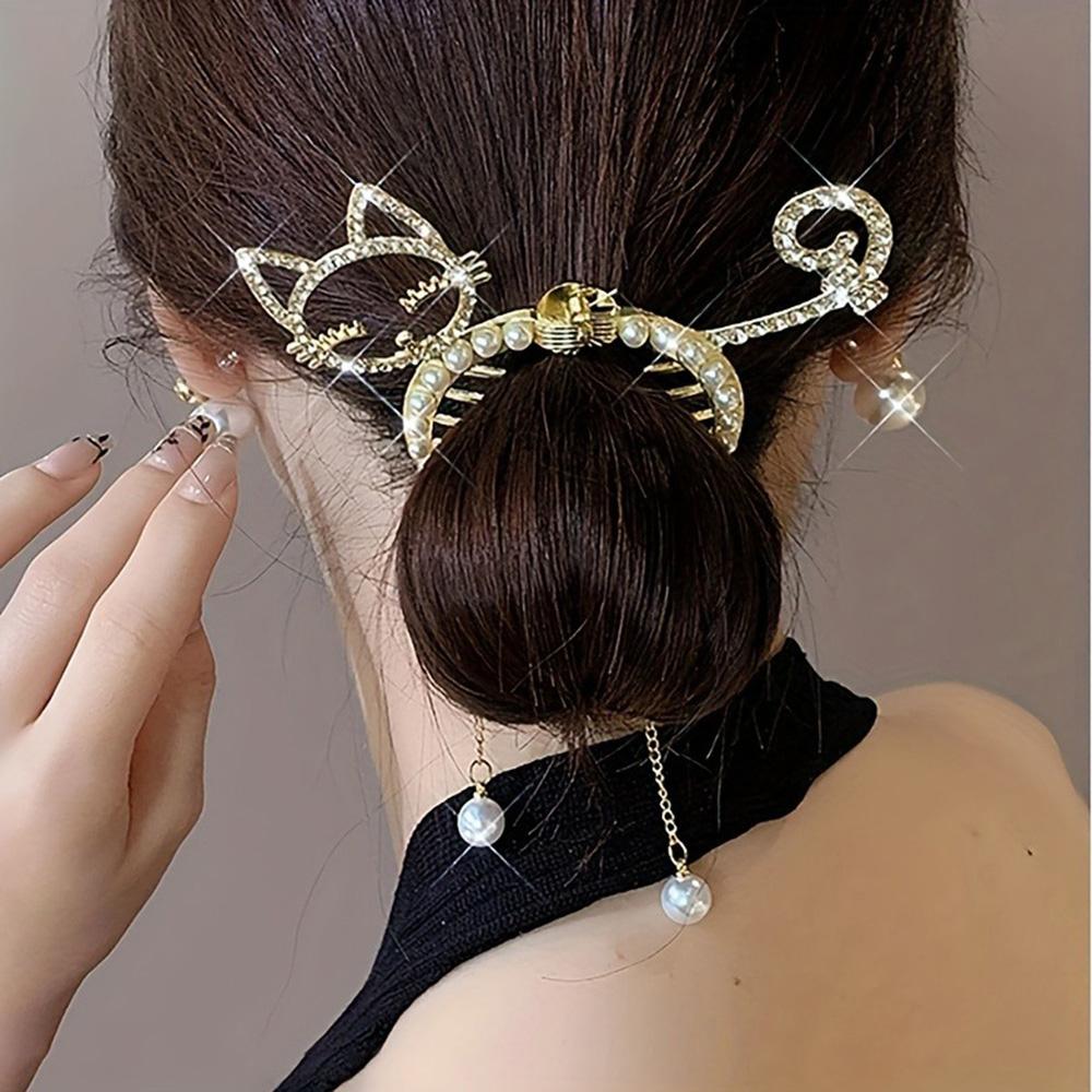 1pc Cute Jewelry Hair Accessory Kawaii Women's Animal Shaped Hair Styling Tool Fashion Girl Artificial Pearl Hair Clip Hair Claw
