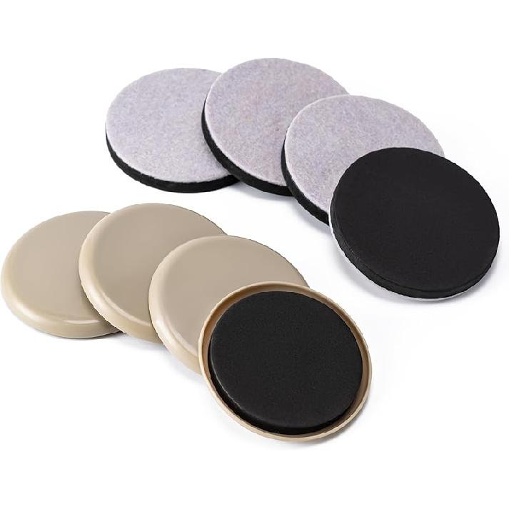 Furniture Sliders, 8 Pcs 3 1/2'' Furniture Sliders Pads for Hardwood Floors, Chair Legs Floors Protectors, Reusable Round Glides Glider, Heavy Duty