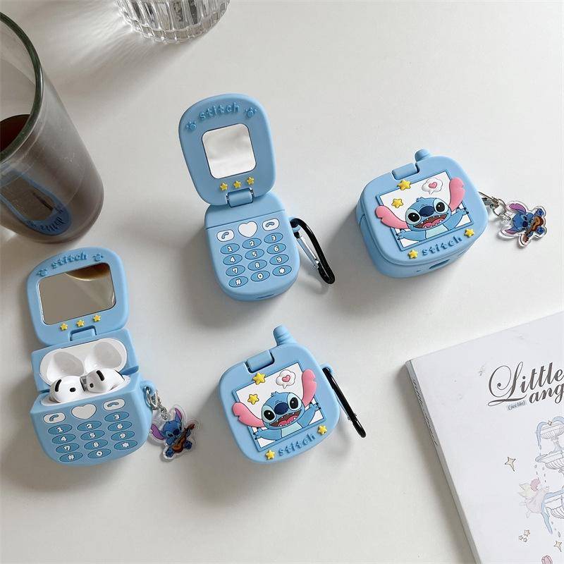 Stitch Flip Phone for Airpods4 Apple Bluetooth Wireless Headset Cover 1/2/3 Generation Pro2 Silicone
