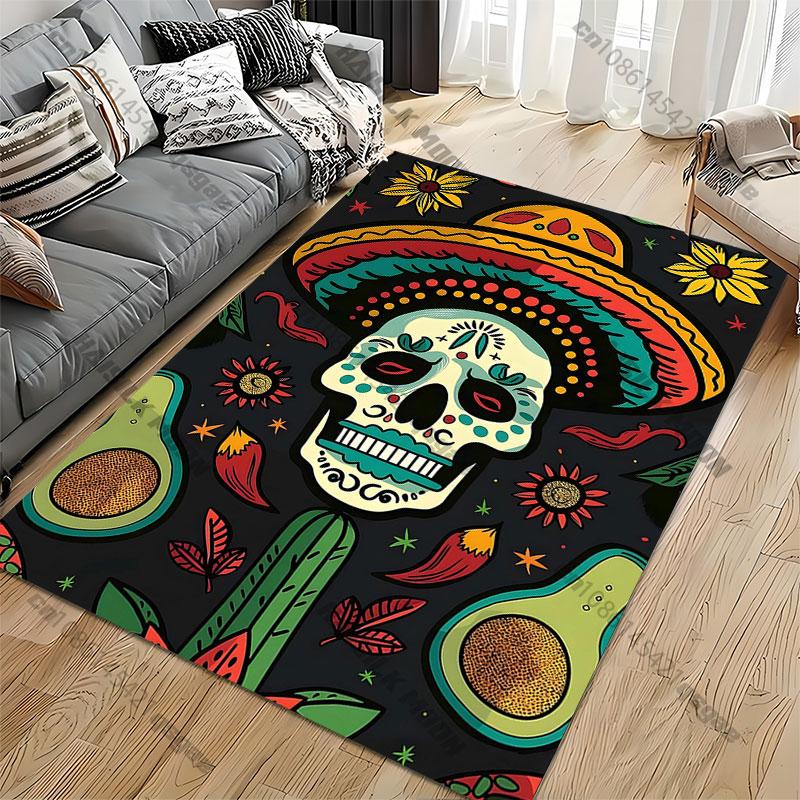 Mexican celebration vibrant artistic design carpet Yoga living room room decor children's crawling mat doormat area rug