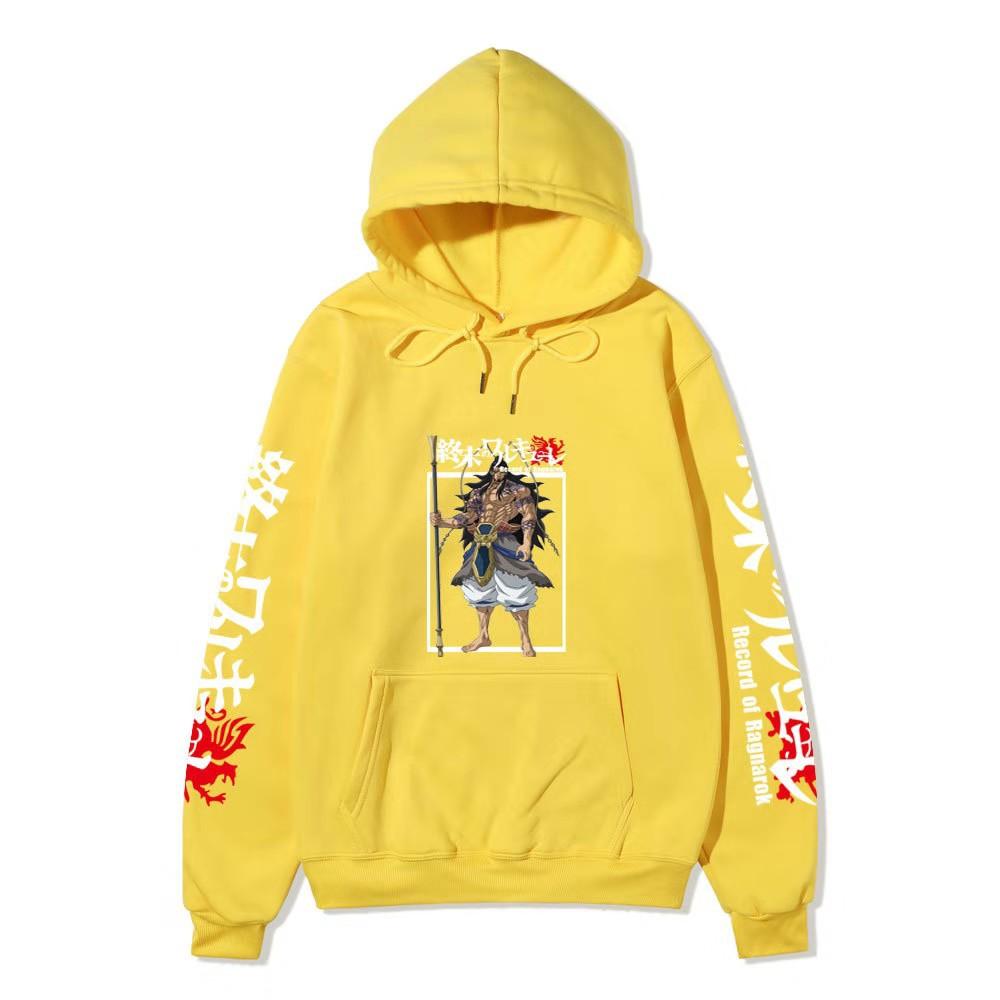 Record of Ragnarok Lu Bu Vollfarbiger Anime Hoodie Japanischer Drachen-Ärmeldruck Lässiger Pullover mit langen Ärmeln Sweatshirt