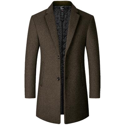 Autumn and Winter Medium and Long Woolen Coat Men's Middle-aged Smooth Hair Casual Woolen Coat Trench Coat Men's Clothing