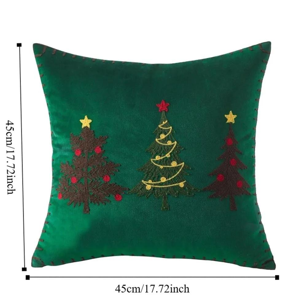 18 x 18 in Christmas Pillow Cover Soft Comfortable Xmas Tree Pillowcase Embroidered Short Cushion Slipcover Festive Atmosphere