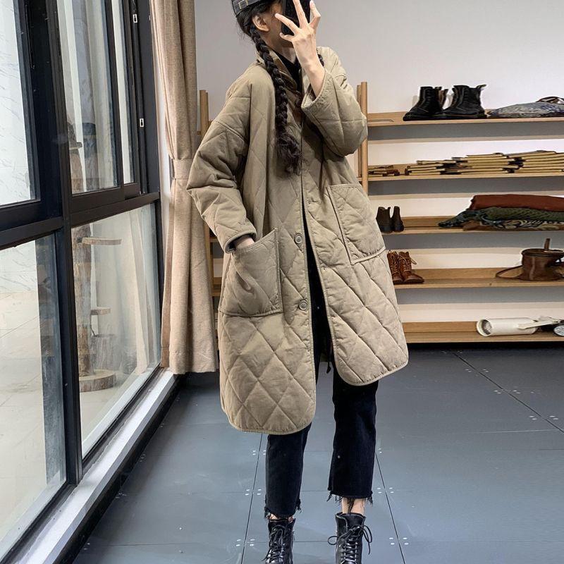 Autumn/Winter Mid-Aged Plus Size Women's Warm Plaid Long Sleeve Cotton Shirt Jacket