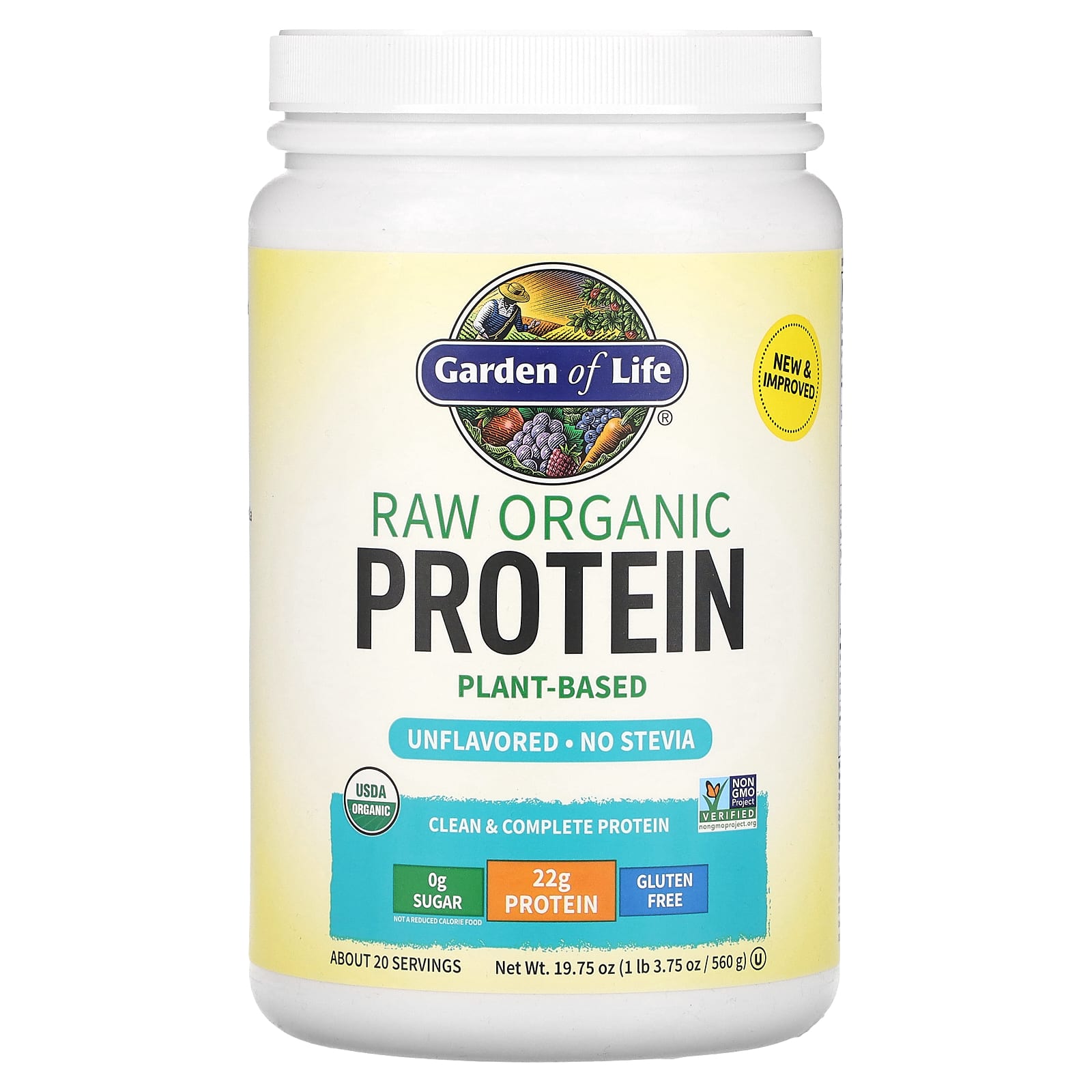 

Raw Organic Protein, Organic Plant Formula, Unflavored, 560G (19.75Oz)