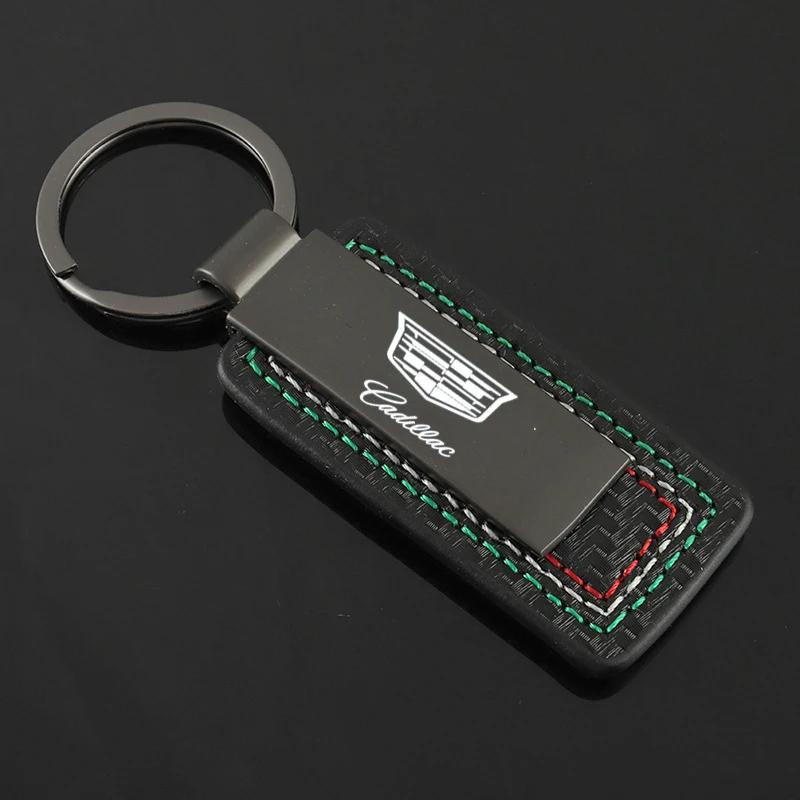 For Cadillac ATS BLS CT4 CT5 CTS ESCALADE SRX STS XT4 XT5 XT6 XTS Leather Car Logo Keychain Alloy Key Rings Chains Pendant