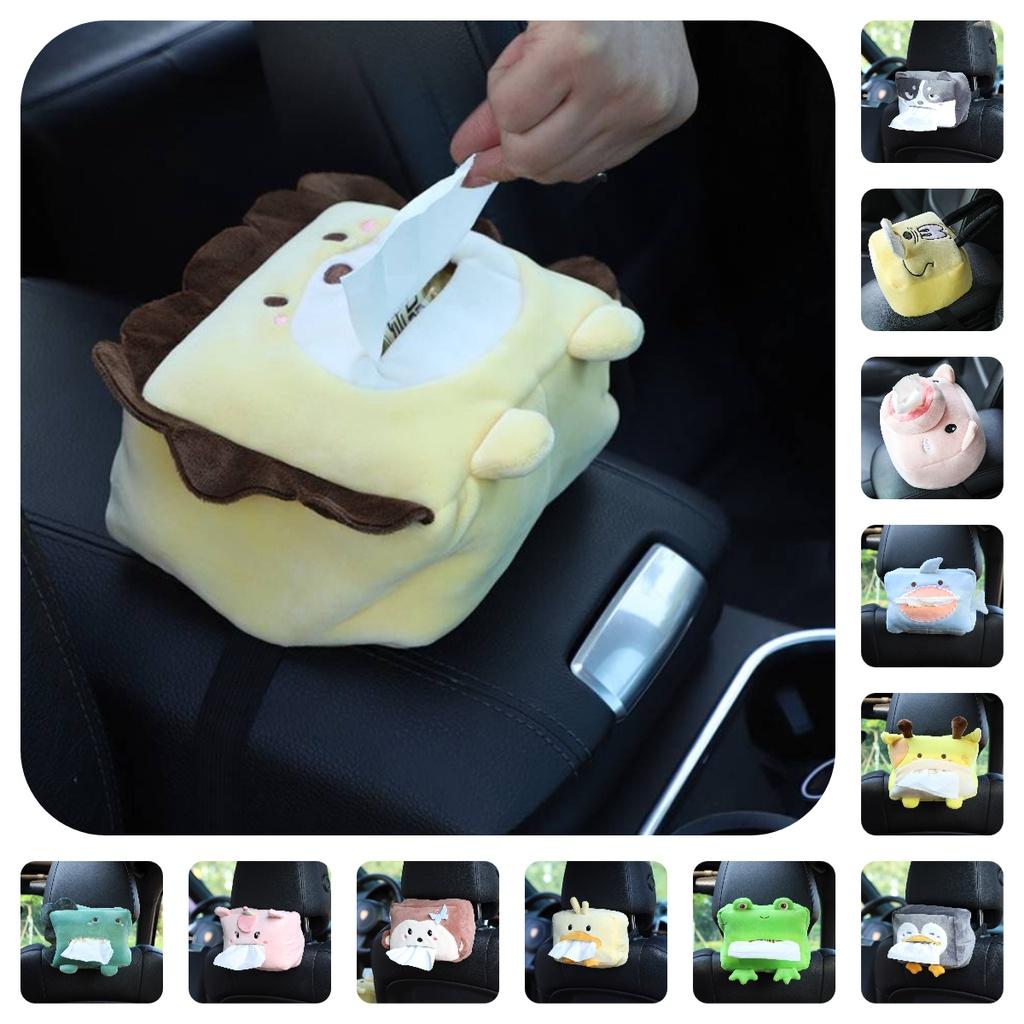 Car Tissue Box Cover Fun Cartoon Animal Design Soft Plush Material Long-lasting