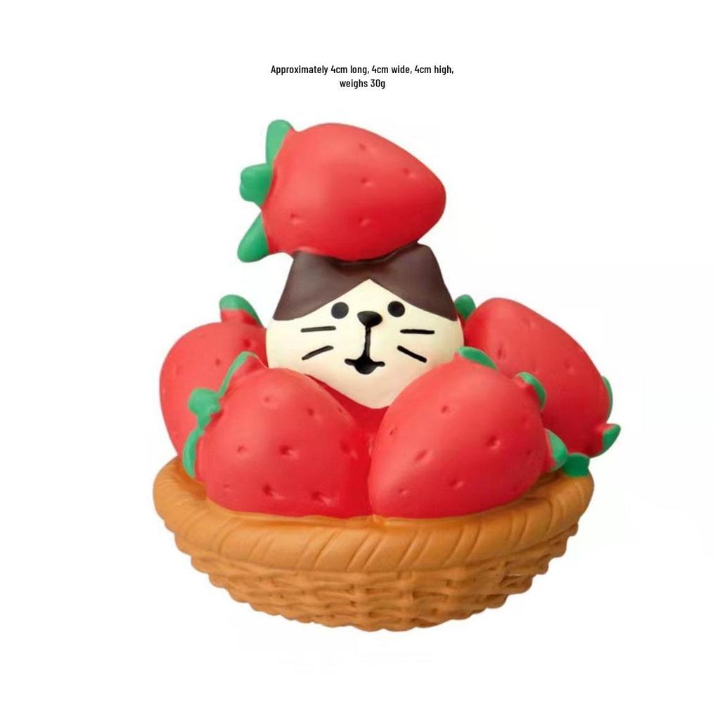 Japanese Style Cat & Strawberry Chocolate Resin Ornaments - DIY Blind Box Gift Accessories