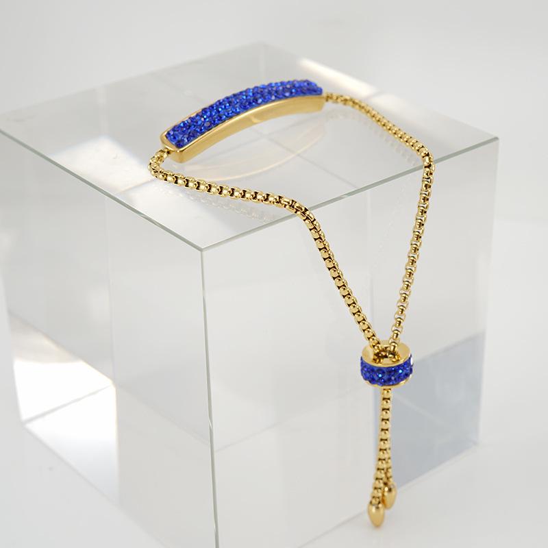 Kadınlar için 18 Ayar Ayarlanabilir Elmas Setli Paslanmaz Çelik Bileklik - Minimalist Çok Renkli Kelepçe