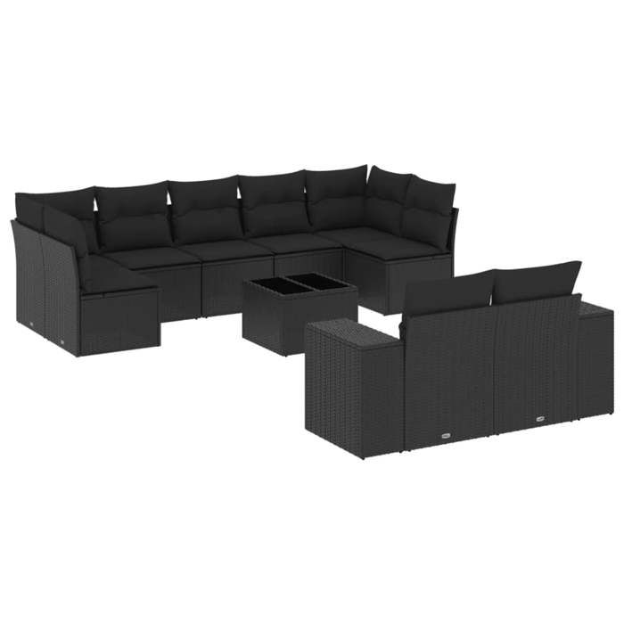 VidaXL Garden Lounge Set with Cushions 10 Pcs, Patio Sofas, Patio Furniture Set, Outdoor Furniture, Black 3223024