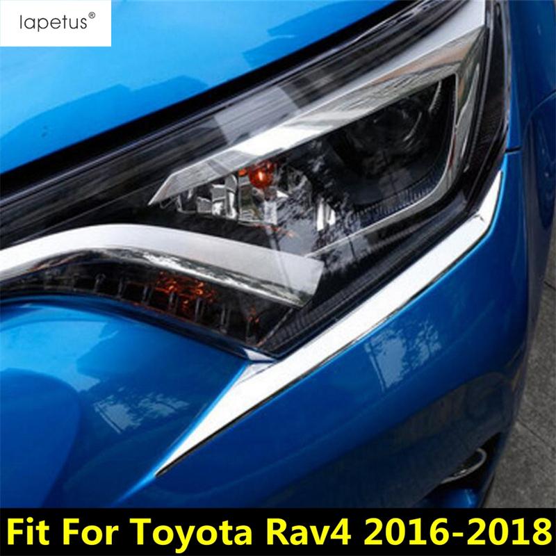 For Toyota Rav4 Rav 4 2016 - 2018 Front Head Light Lamp Eyelid Eyebrow Strip Molding Cover Trim ABS Chrome Accessories Exterior