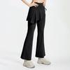 Women's Flared Yoga Pants High Waist Fake Two Piece Drawstring Pleated Wrap Skirt Trouser Tummy Control Running Workout Pants