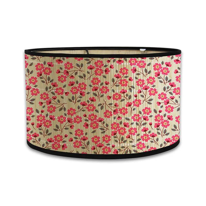 Japanischer Retro-Stil Bambus Lampenschirm Moderner Schlichter Blumenmuster Lampenschirm Ferienhaus Kronleuchter Lichtabdeckung Wandlampenschirm