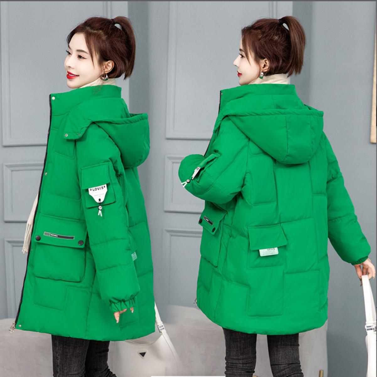 

Модное свободное хлопковое пальто средней длины M зелёный