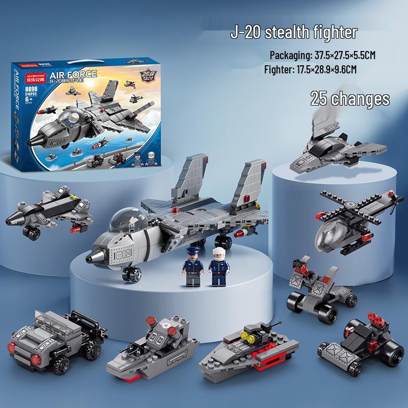 J-20 Military Aircraft Fighter Model Building Blocks Compatible with Lego - Children s Educational Toy