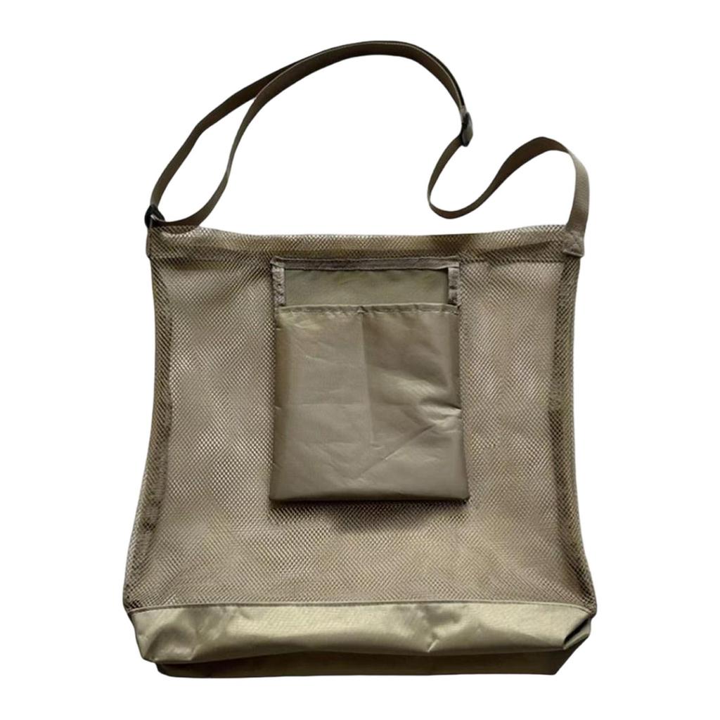 Large Mesh Mushroom Picking Bag for Outdoor Foraging 42x43cm with 45.7" Strap Foldable