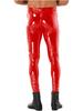 Men's Faux Leather Shiny Tights Skinny Motorcycle Biker Pants PVC Long Trousers