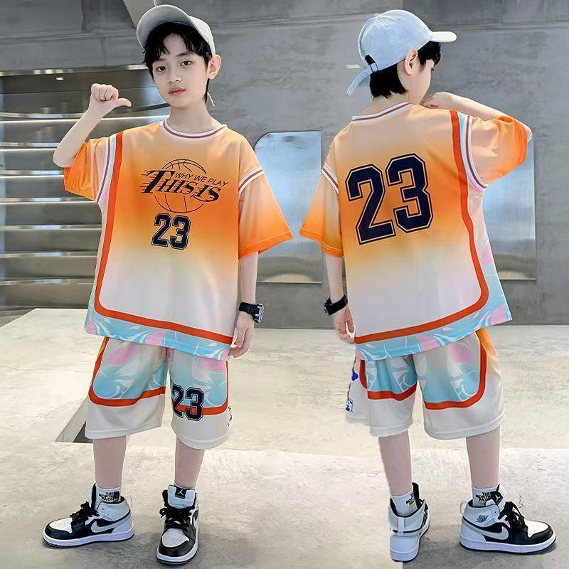 Детская одежда мальчишеский летний баскетбольный костюм спортивная летняя одежда для мальчиков 140