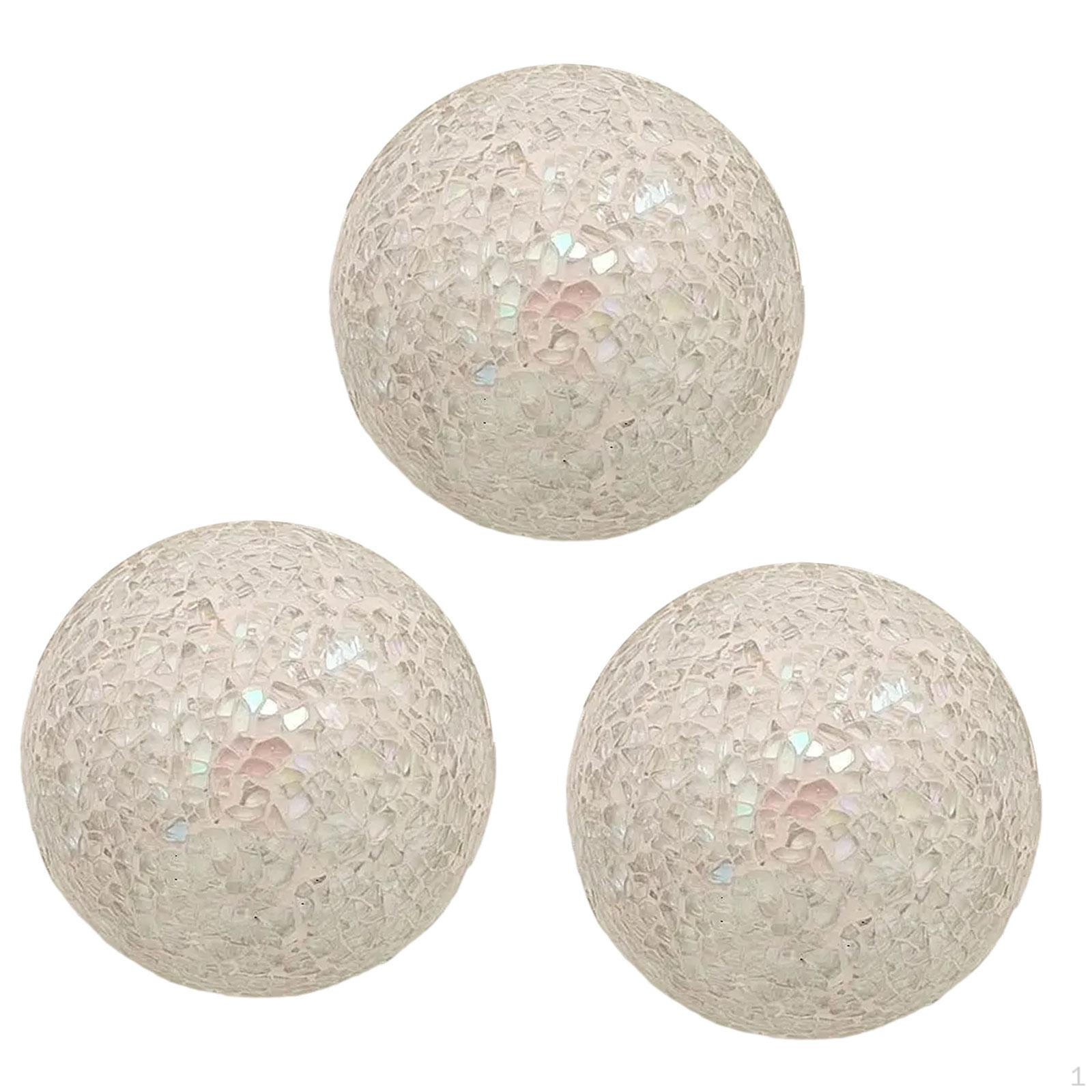 

3 стеклянных шара-шара, мозаичный дизайн 8 см для столовой и свадебного декора серебряный
