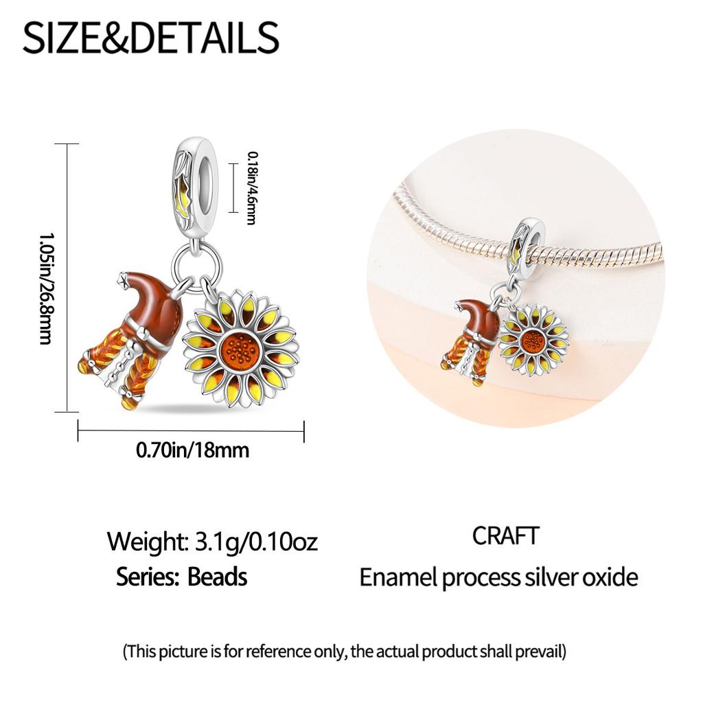 Charms Copperautumn Harvest Sunflowers Pendant Beads Fit Charms Plataoriginal Bracelet Beads Women Jewellery Making